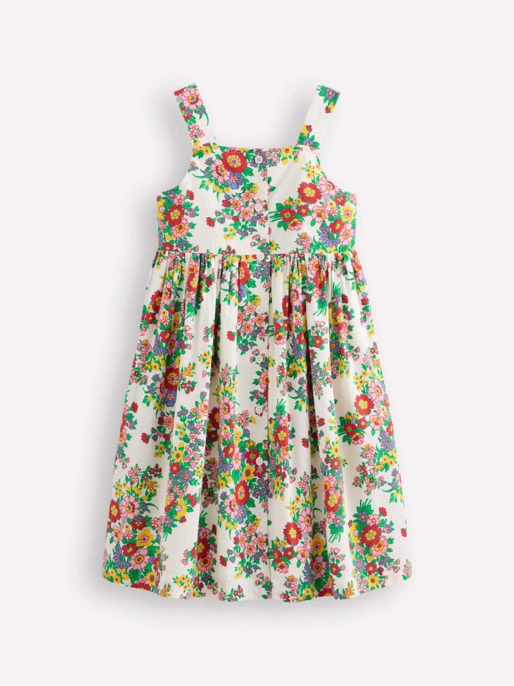 Boden Remy Button Through Dress - Ivory Floral Bunch